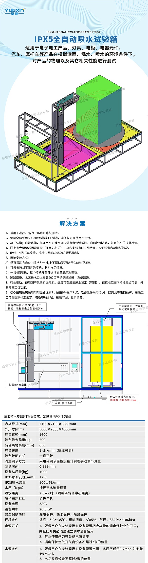 IPX5配电柜淋雨箱